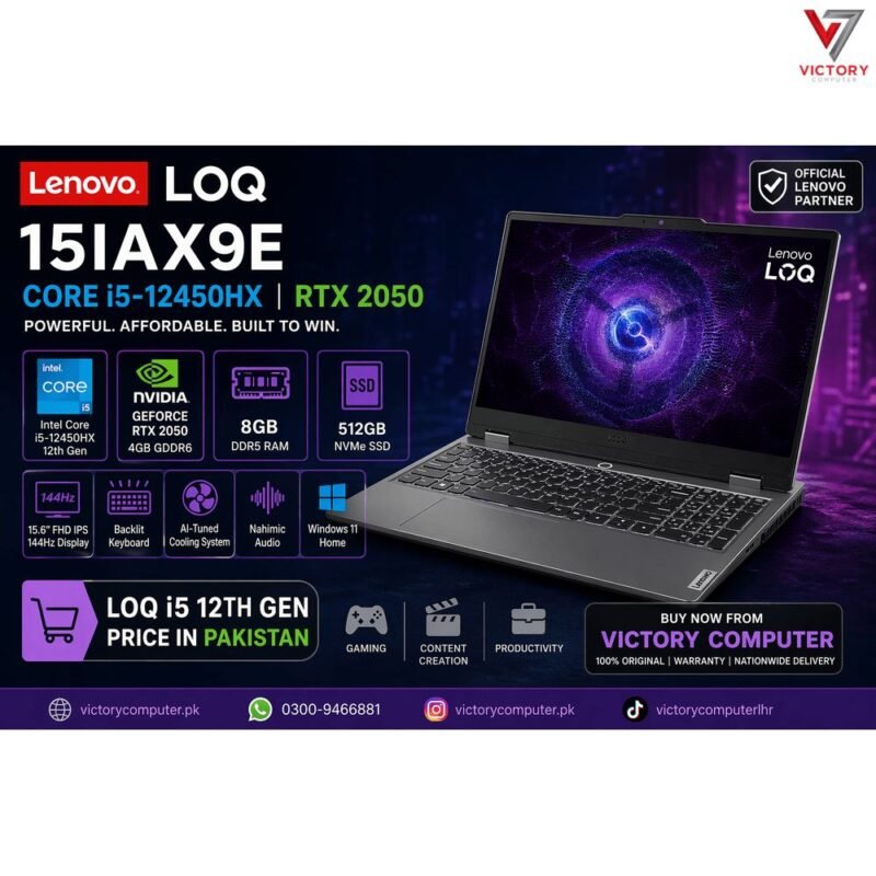 Lenovo LOQ 15IAX9E Core i5 12th Gen RTX 2050 Price in Pakistan