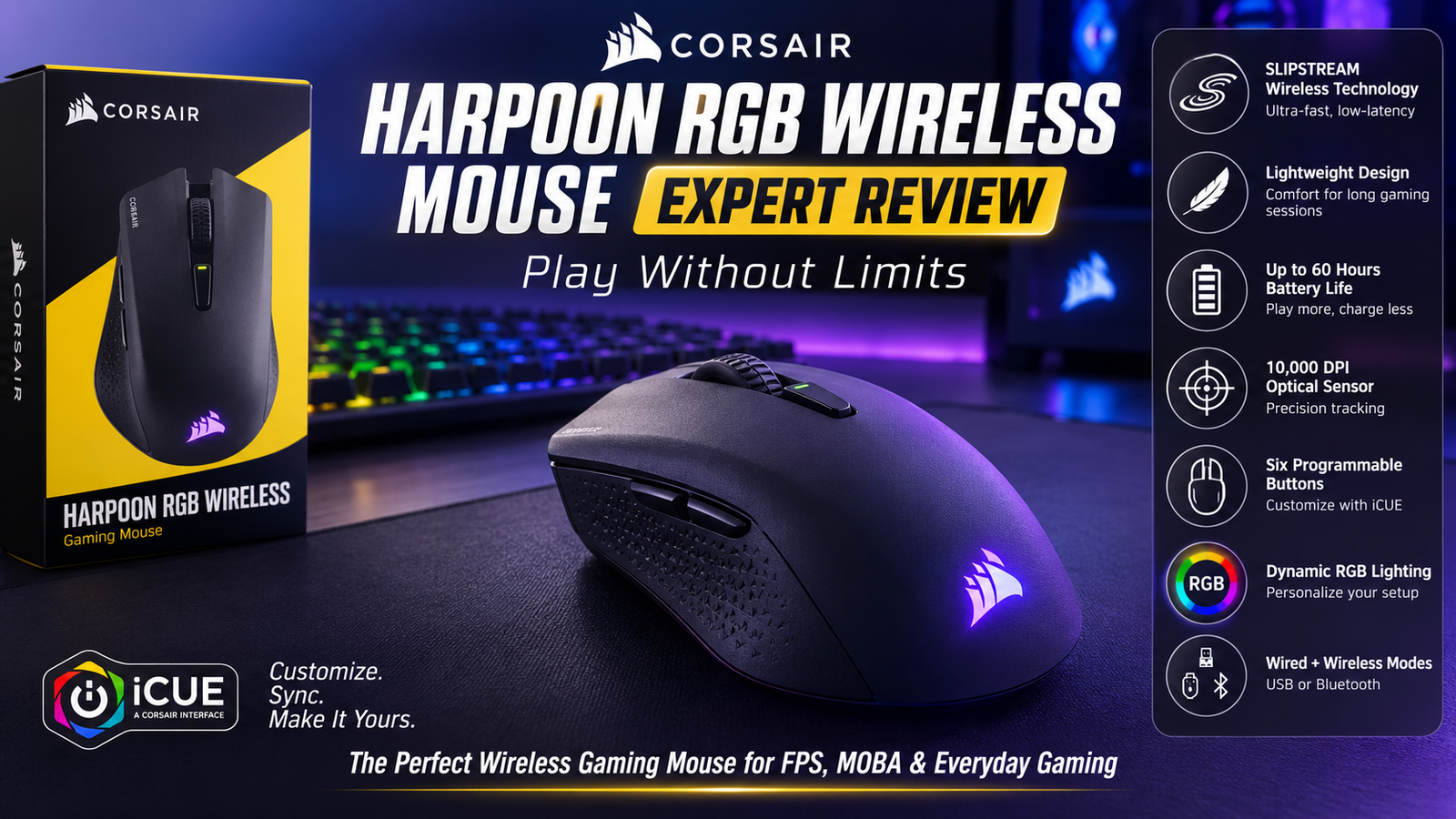 Corsair Harpoon RGB Wireless gaming mouse expert review