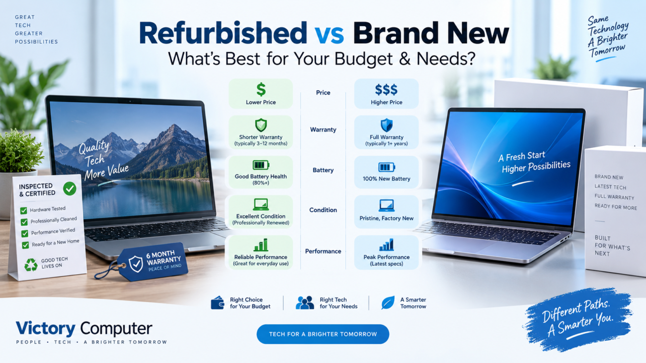 Refurbished vs Brand New Laptops comparison for budget and needs