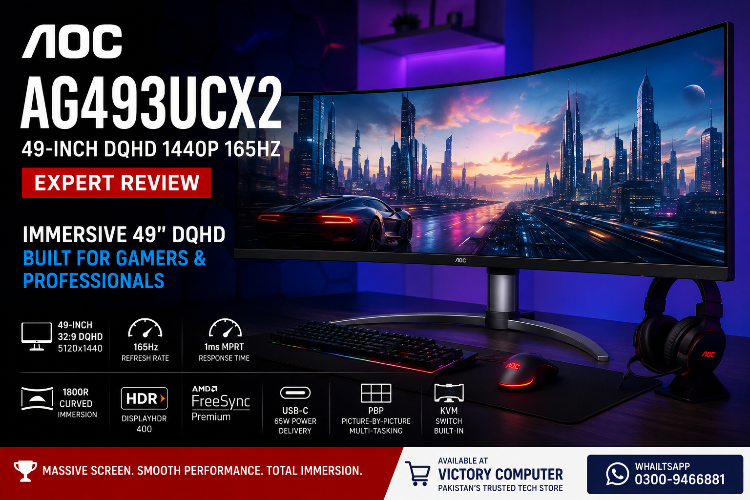 AOC AG493UCX2 review – 49-inch DQHD 1440p 165Hz curved gaming monitor