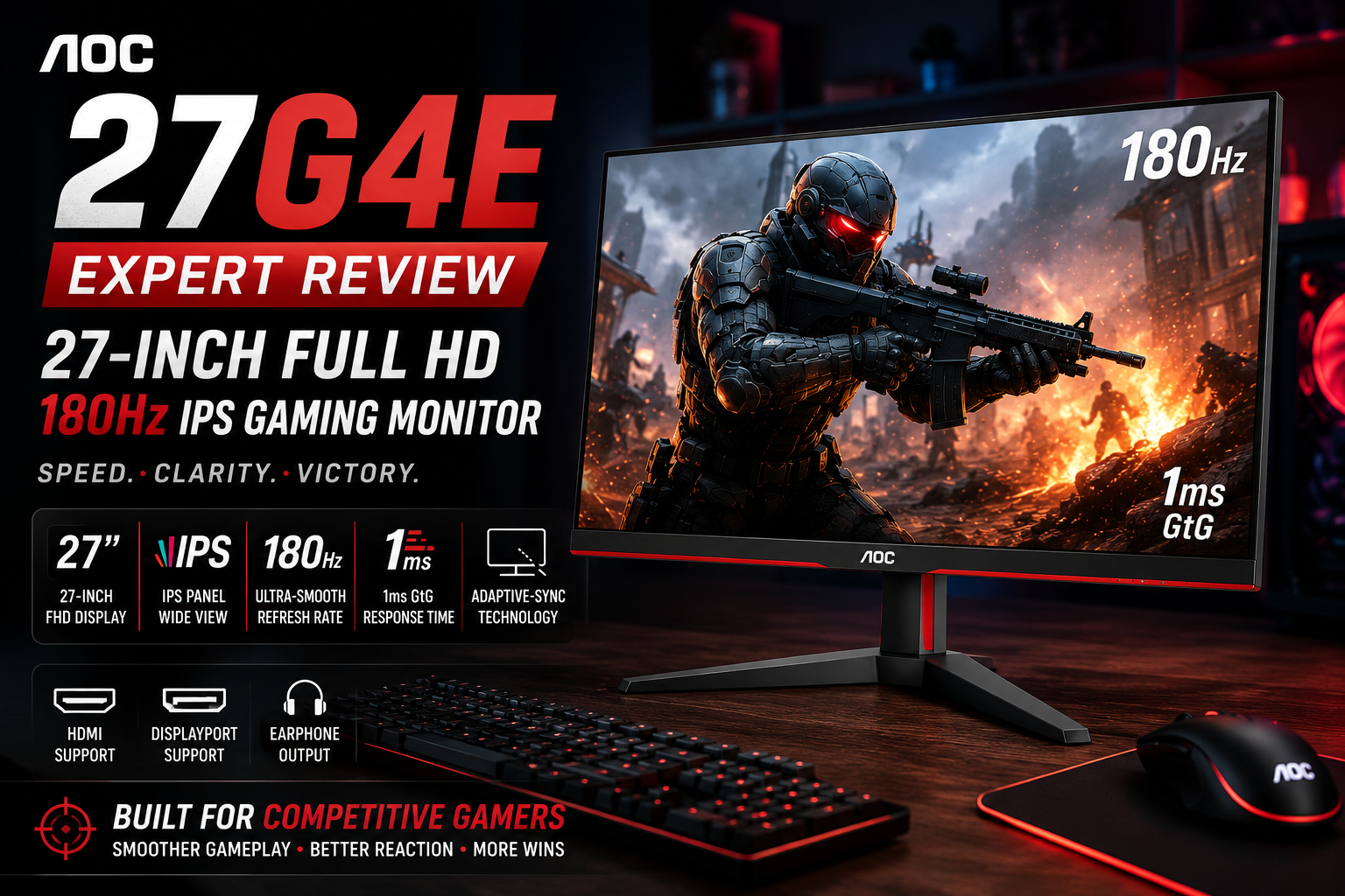 AOC 27G4E Review – 27-Inch Full HD 180Hz IPS Gaming Monitor