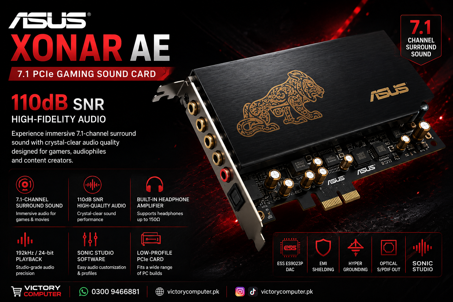 ASUS Xonar AE 7.1 PCIe Gaming Sound Card