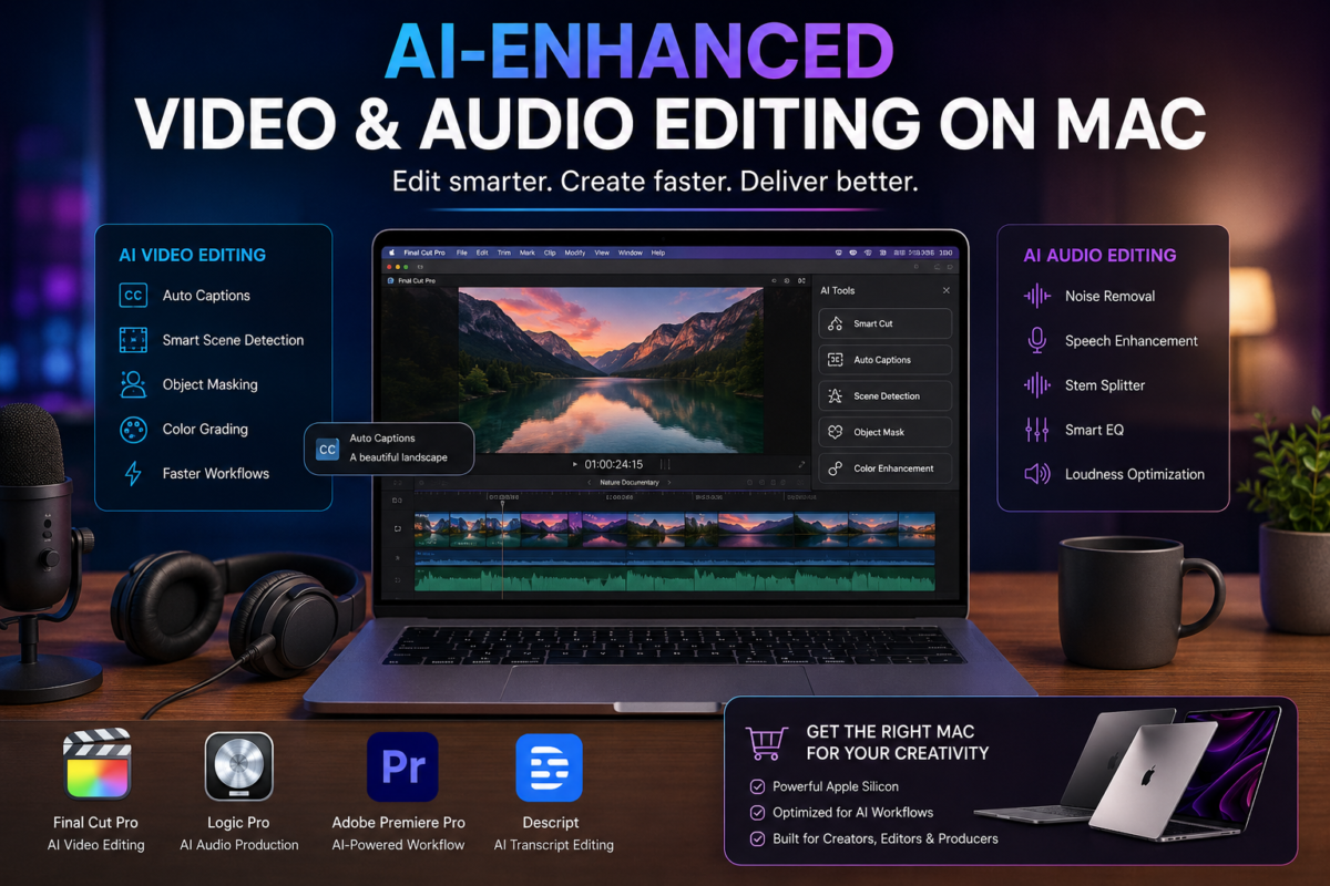 AI video and audio editing on Mac