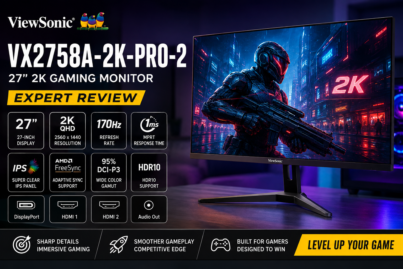 ViewSonic VX2758A-2K-PRO-2 27-inch 2K 170Hz gaming monitor