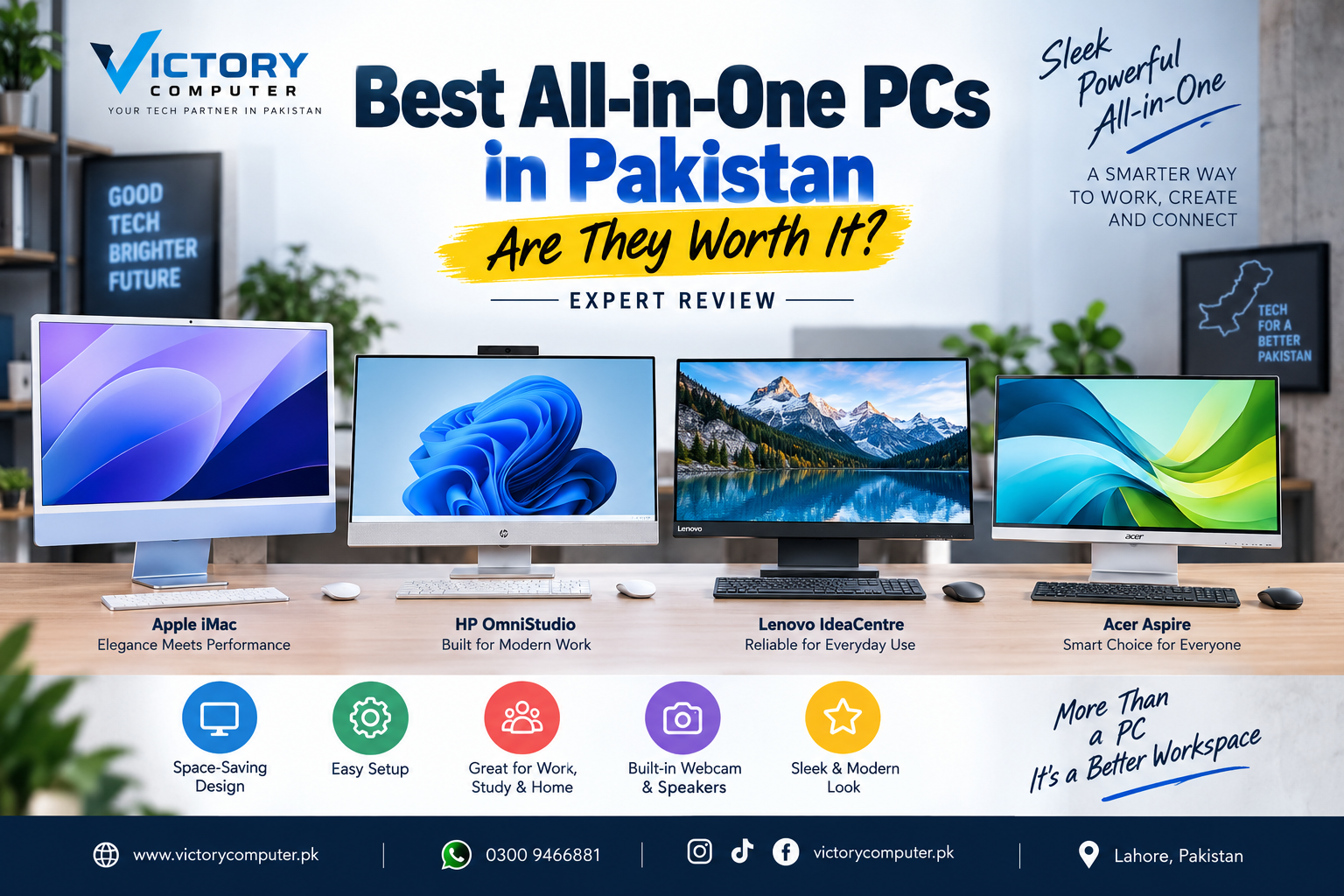Best All-in-One PCs in Pakistan – Apple iMac, HP OmniStudio, Lenovo IdeaCentre and Acer Aspire