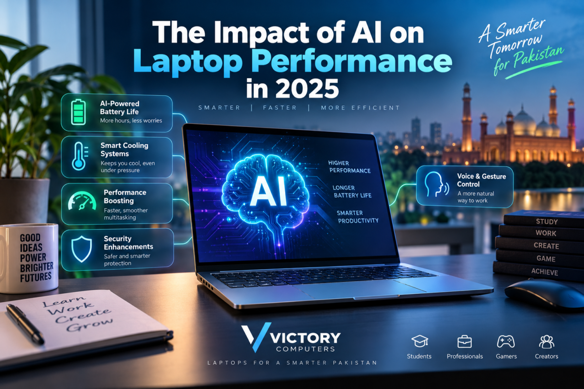 The Impact of AI on Laptop Performance in 2025 showing AI-powered laptop performance, battery life, cooling, security and productivity