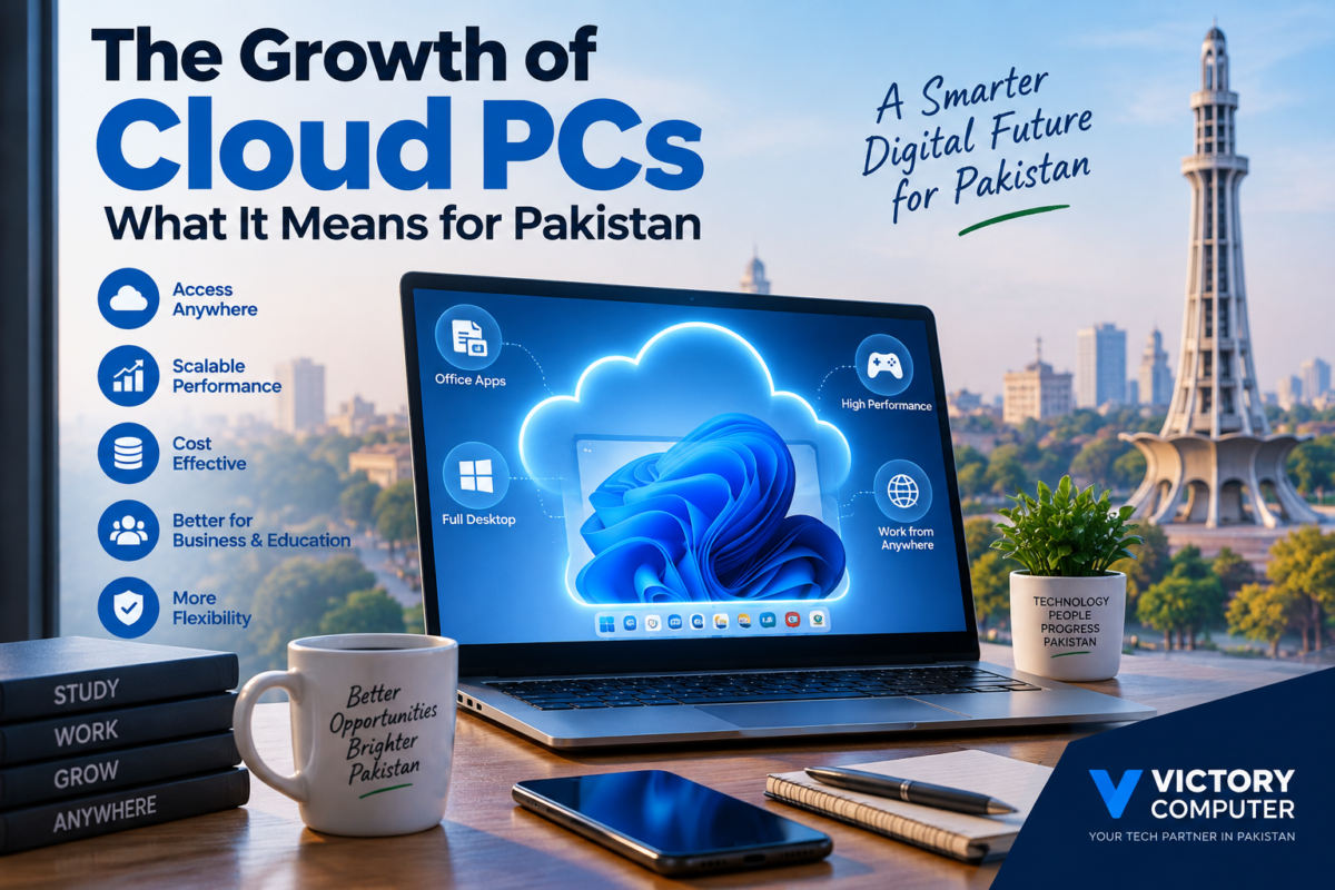 Cloud PCs in Pakistan showing cloud computing benefits for businesses, students and remote workers