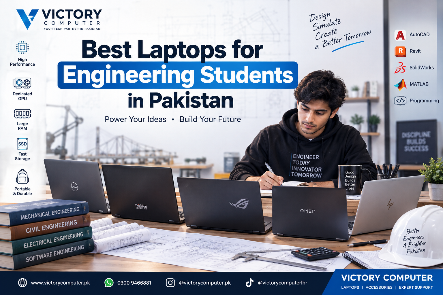 Best laptops for engineering students in Pakistan for AutoCAD, Revit, SolidWorks, MATLAB and programming