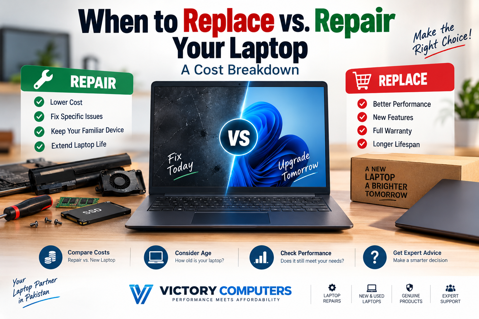 Replace vs repair your laptop cost breakdown in Pakistan