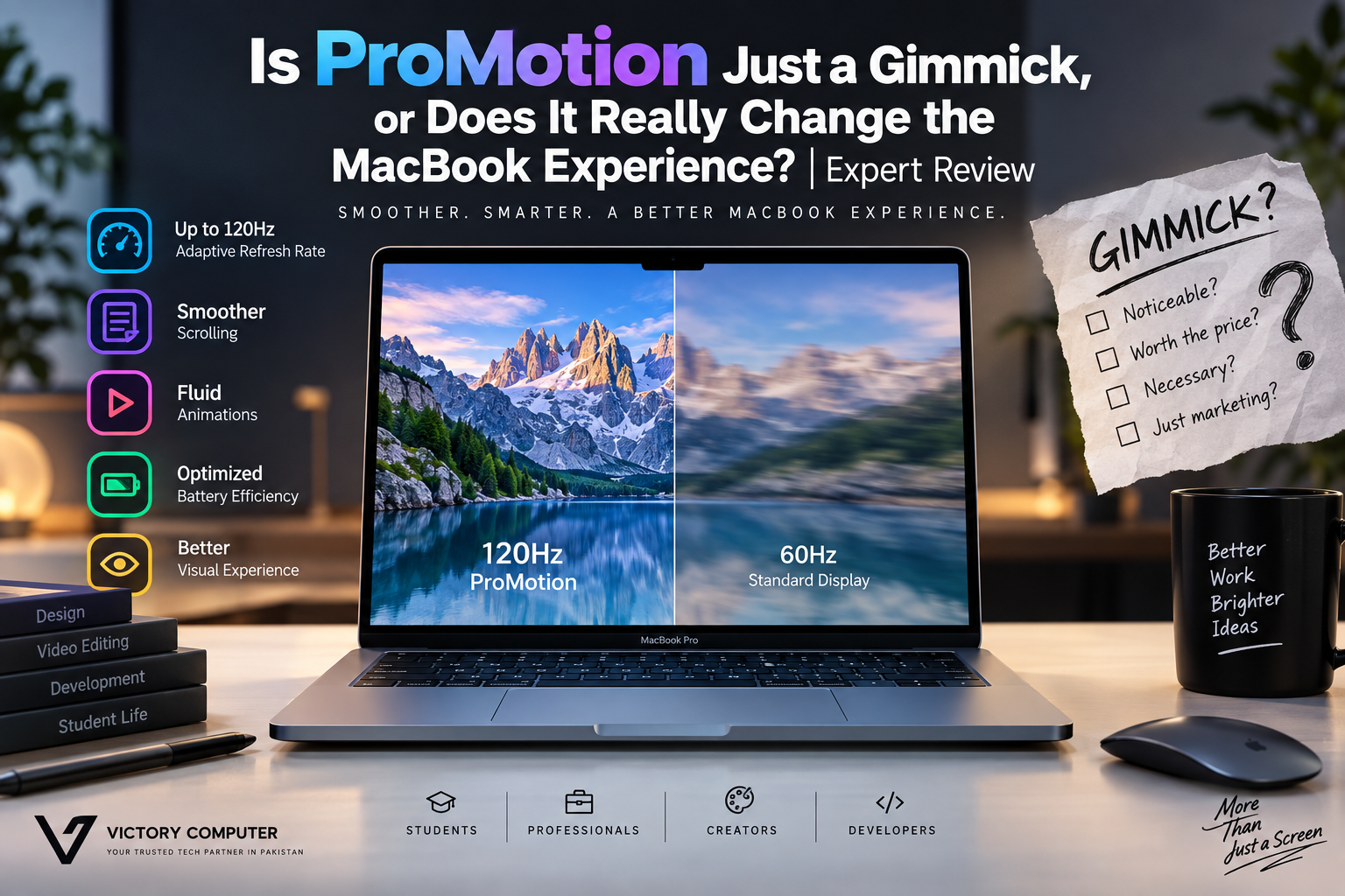 MacBook ProMotion 120Hz vs 60Hz display comparison
