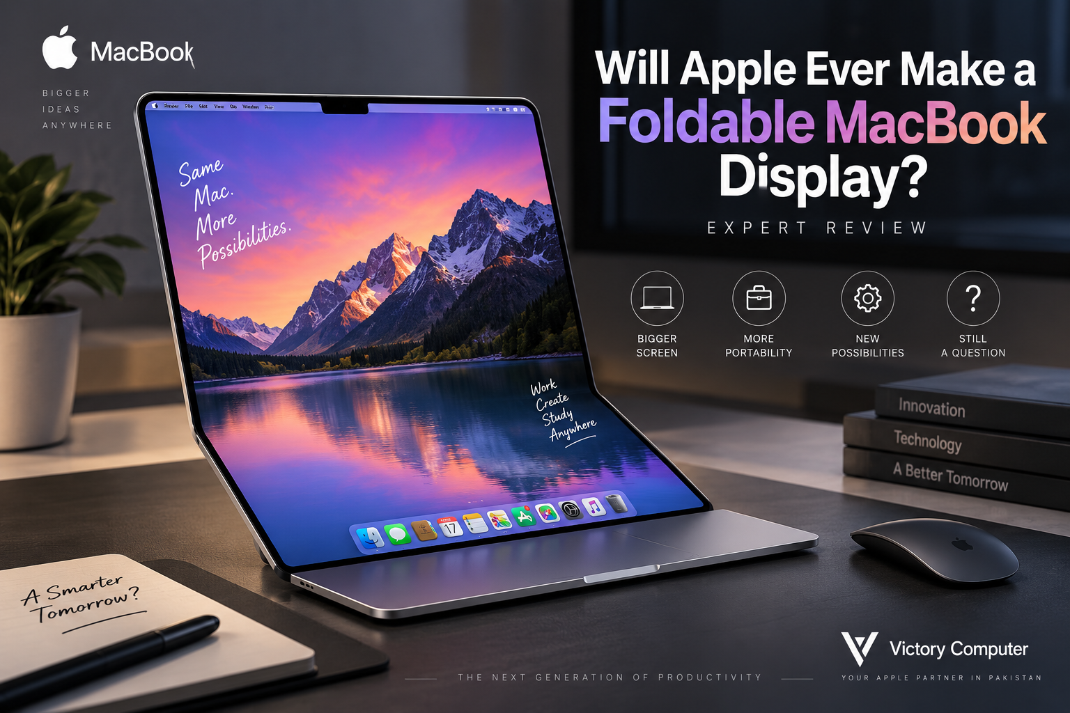 Foldable MacBook Display concept showing a futuristic flexible-screen MacBook