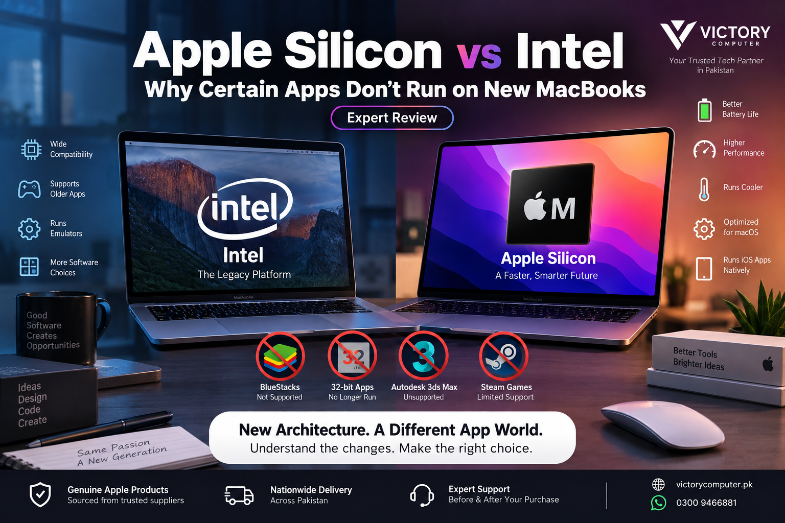 Apple Silicon vs Intel MacBook app compatibility comparison