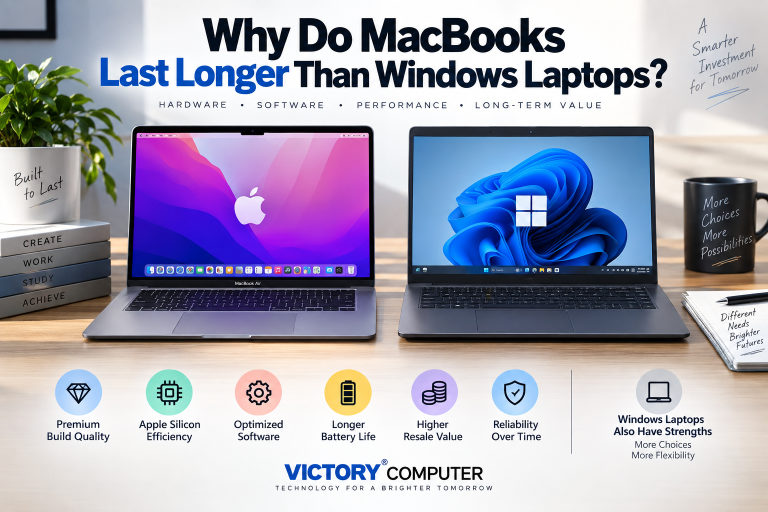 Why Do MacBooks Last Longer Than Windows Laptops comparison graphic