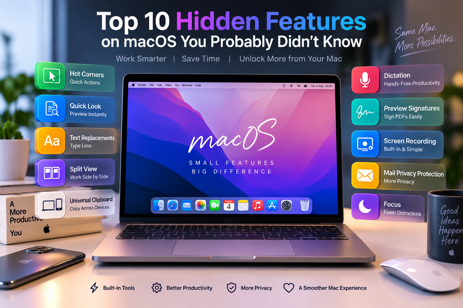 Top 10 hidden features on macOS for MacBook productivity
