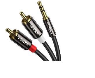 UGREEN 10590 3.5mm Male to 2RCA Male Cable 3m (Black)