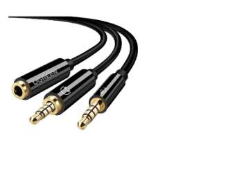 UGREEN 20899 3.5mm Female to 2 Male Audio Cable (Black)