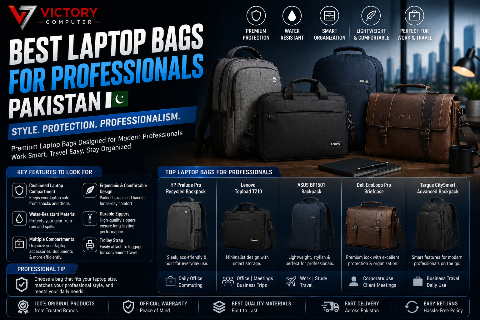 Best laptop bags for professionals in Pakistan
