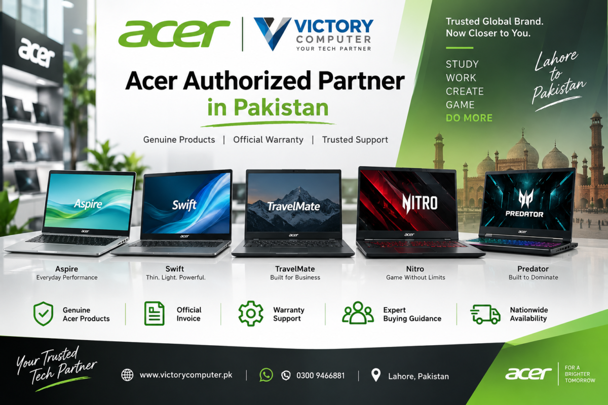 Acer Authorized Partner in Pakistan – Victory Computer with Acer Aspire, Swift, TravelMate, Nitro and Predator laptops