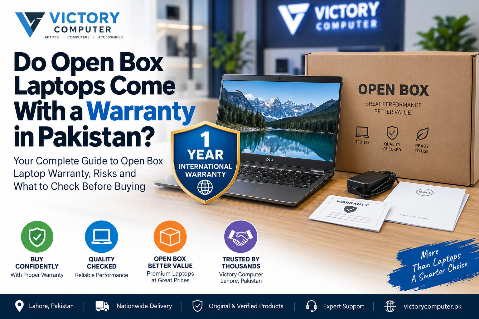 Open box laptop warranty in Pakistan with 1 year international warranty